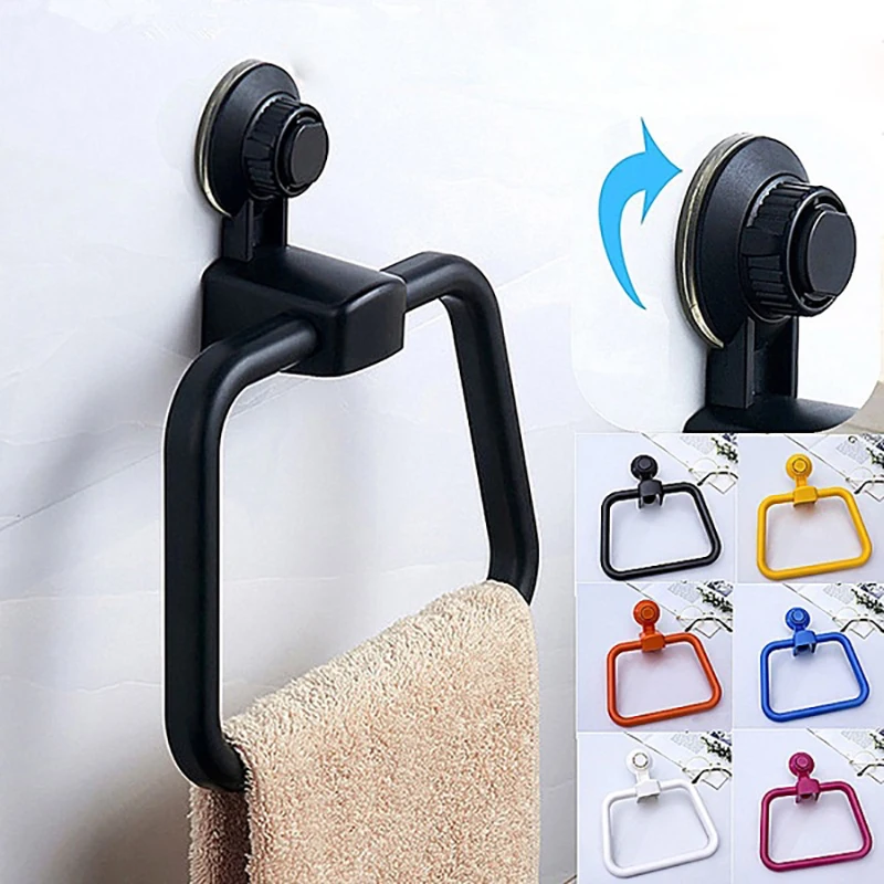 

Suction Cup Towel Rack Holder Wall Mounted Bathroom Window Towel Hanger Organizer Kitchen Storage Washing Cloth Rings