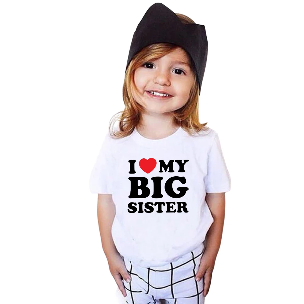 I Love My Big Sister Print cotton t shirt kids shirt summer tops graphic Tees toddler shirt kids t shirt drop shipping