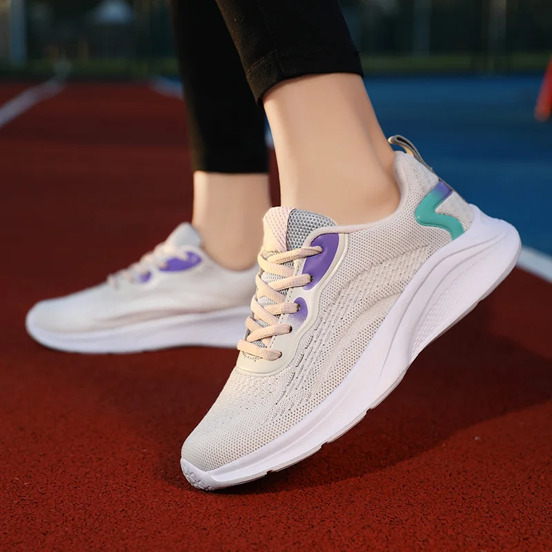 

Дышащие женские кроссовки для бега, Нескользящие женские теннисные туфли, легкие женские кроссовки из сетчатого материала, Повседневная Уличная обувь на плоской подошве, бесплатная доставка