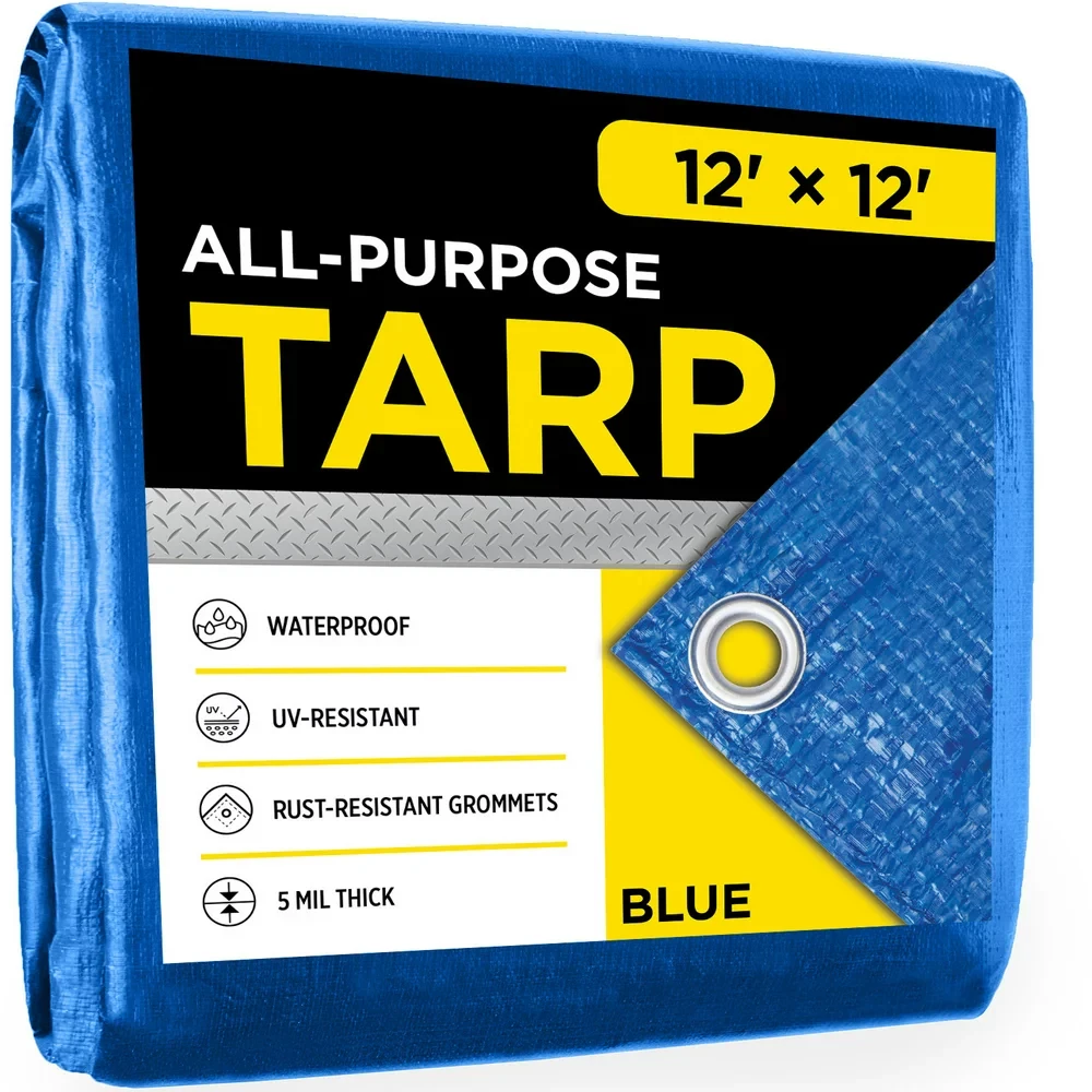 

x 12' ft. Blue Tarp Multi- Waterproof Weave & Laminated Polyethylene, UV treated 5 Mil Thick