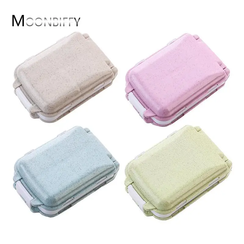 

Портативный контейнер для таблеток из пшеничного стебля, герметичный маленький контейнер для хранения лекарств, контейнер для таблеток, до...