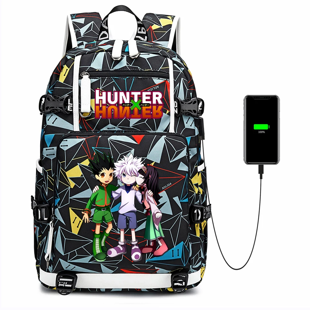 

Anime Hunter Hunter Printing Backpack Teenager USB Knapsack Zipper Packsack Student Schoolbag High Capacity Travel Laptop Bag