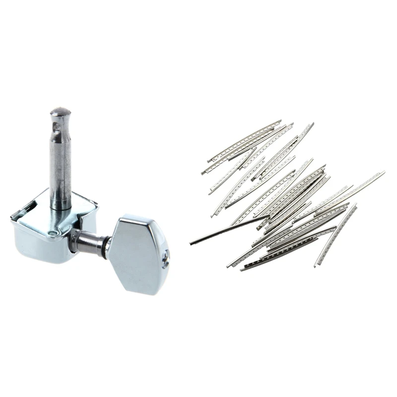 

3 Pairs Semiclosed String Tuning Pegs Tuners Machine Heads 3L + 3R With 24Pcs Electric Guitar Fret Wire Fretwire Set