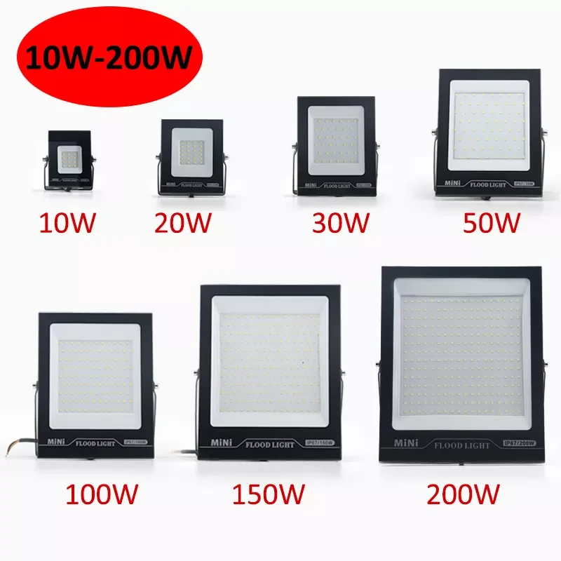 

NEW2023 LED Floodlight Ultra-thin Waterproof IP65 Outdoor Lighting 10W 20W 30W 50W 100W 150W 200W Garden Spotlight Flood light