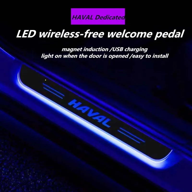 

Car Acrylic USB Power Moving LED Welcome Pedal For HAVAL H2S H5 H6 H7 H9 M6 F5 F7 Car Scuff Plate Pedal Door Sill Pathway Light