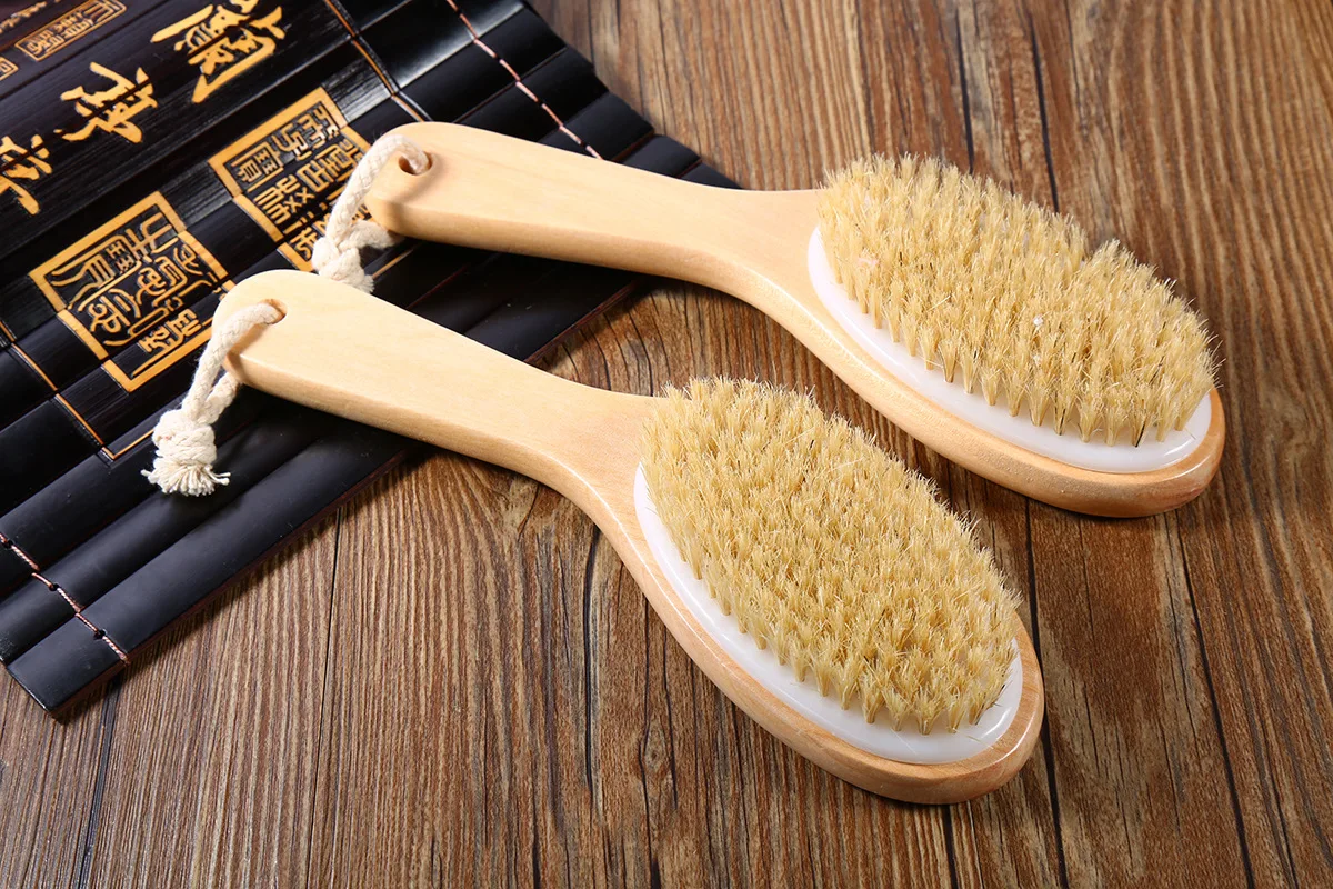 1PC Dry Skin Exfoliation Brush Body Natural Bristle Wooden Brush Massager Bath Shower Back Spa Scrubber images - 6
