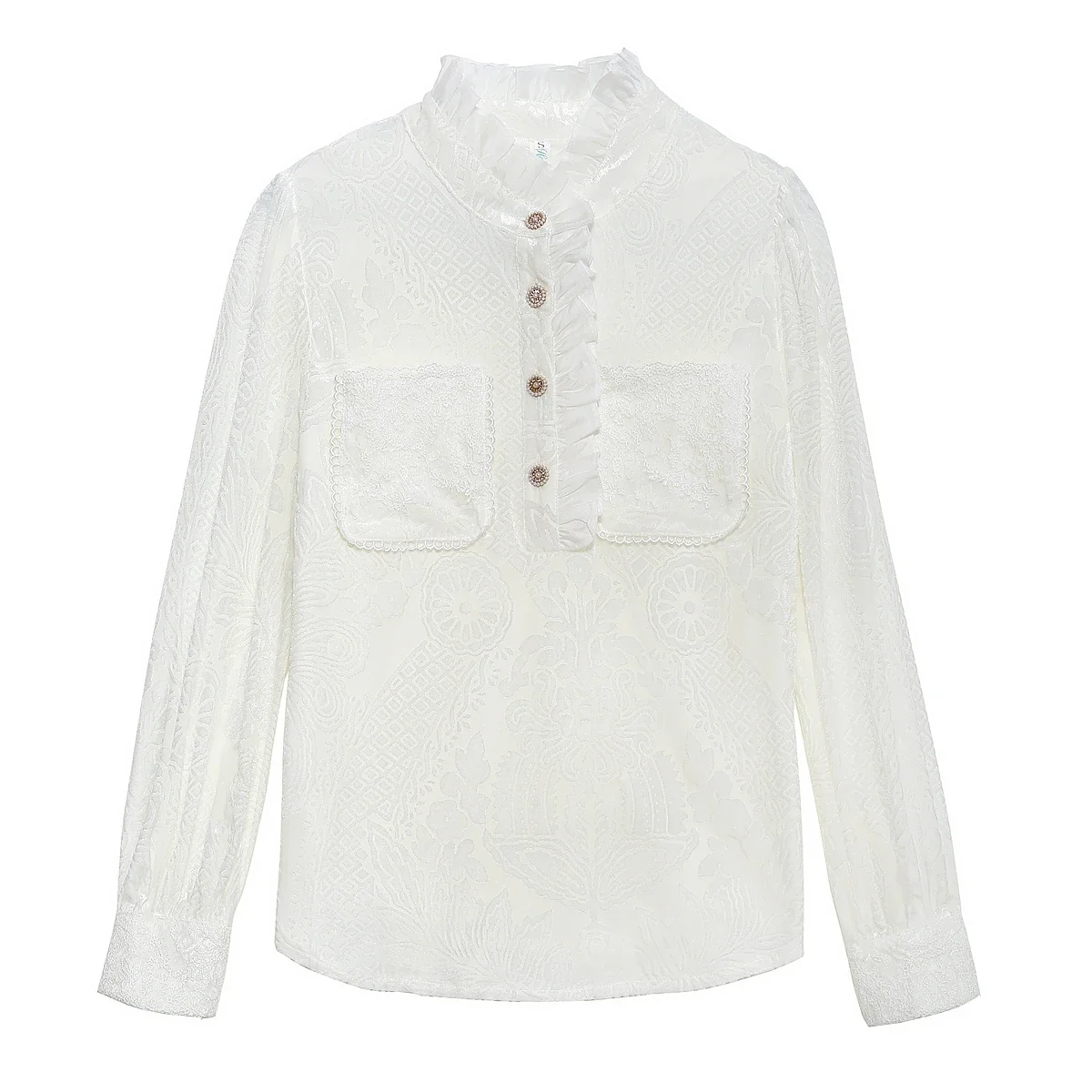 Высококачественная модная новая кружевная блузка с длинным рукавом Топ Женская