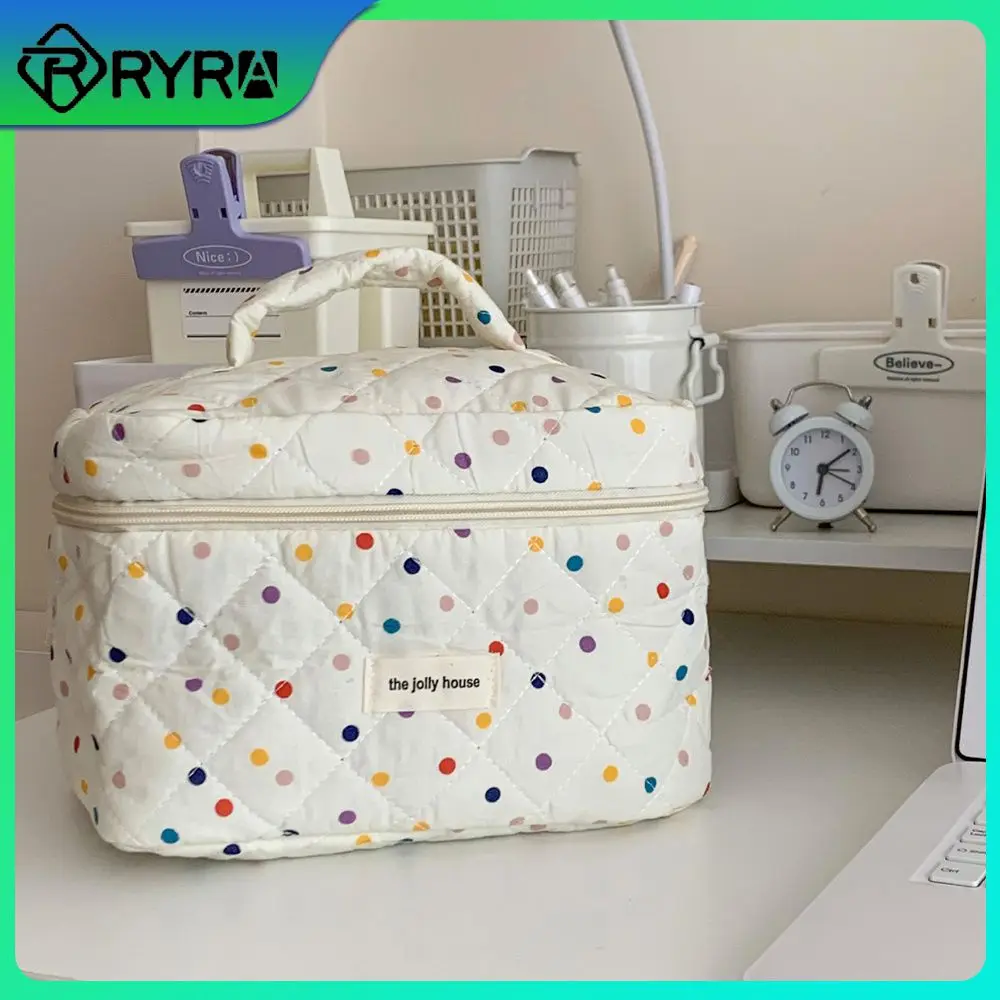 

Polyester Cosmetic Bag Colorful Portable Women Toiletries Organizer Large Capacity Creative Design Home Storage Cotton Quilted