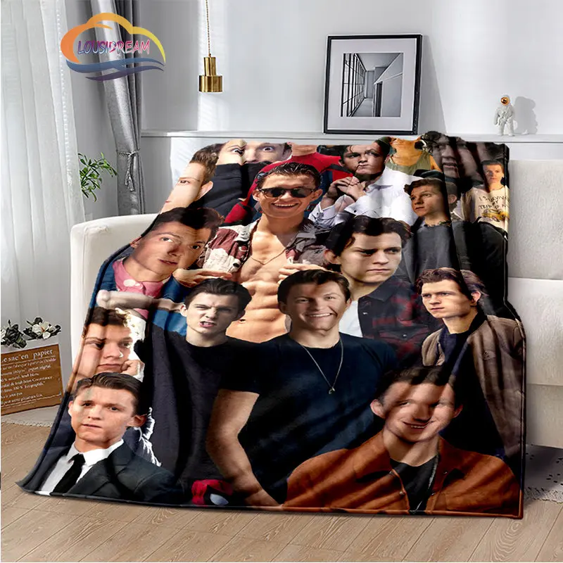 

Classic Film Character Blanket Tom Holland PIC、COLLAGE Throw Blanket for Sofa Bed Bedroom Fashion Soft Blanket for Fan Gift