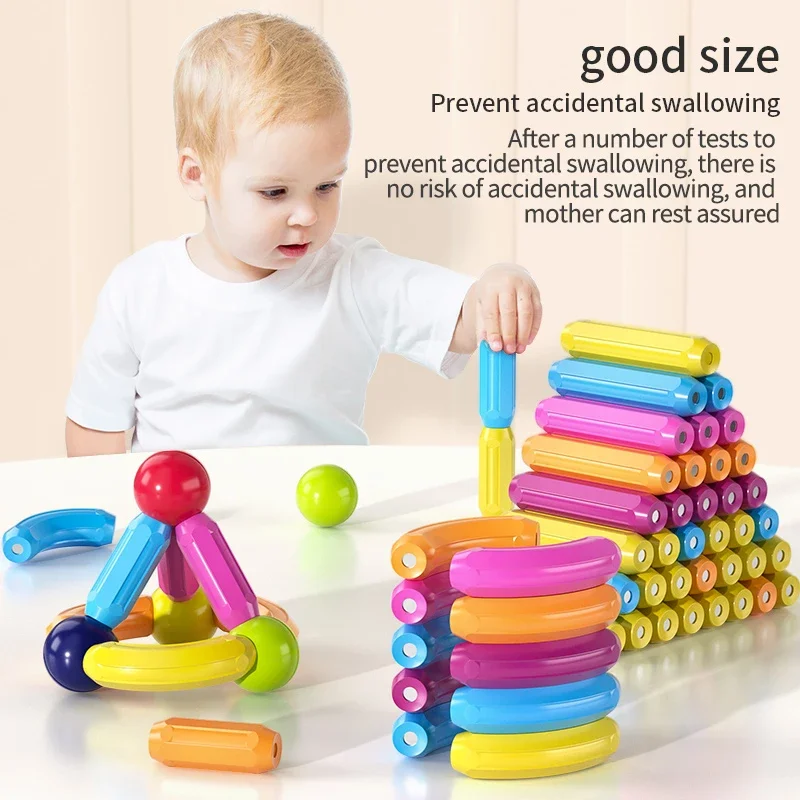 

Magnetic Building Blocks Magnet Constructor Bricks Set DIY Magnetic Balls Stick Montessori Educational Toys For Children Gift