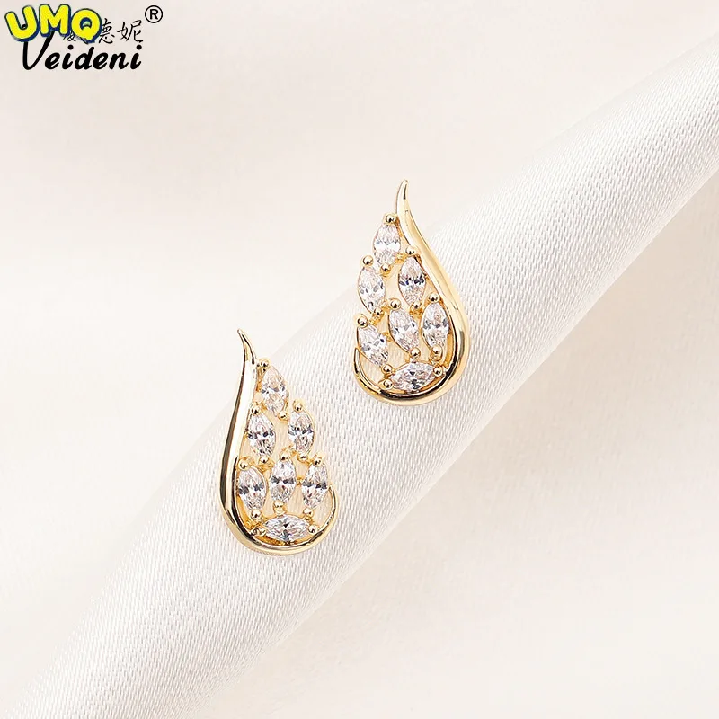 

wittney's New Wing Diamond Inlaid Silver Needle Earrings Design Sense of Simplicity Earrings Net Red Live Broadcast Jewelry