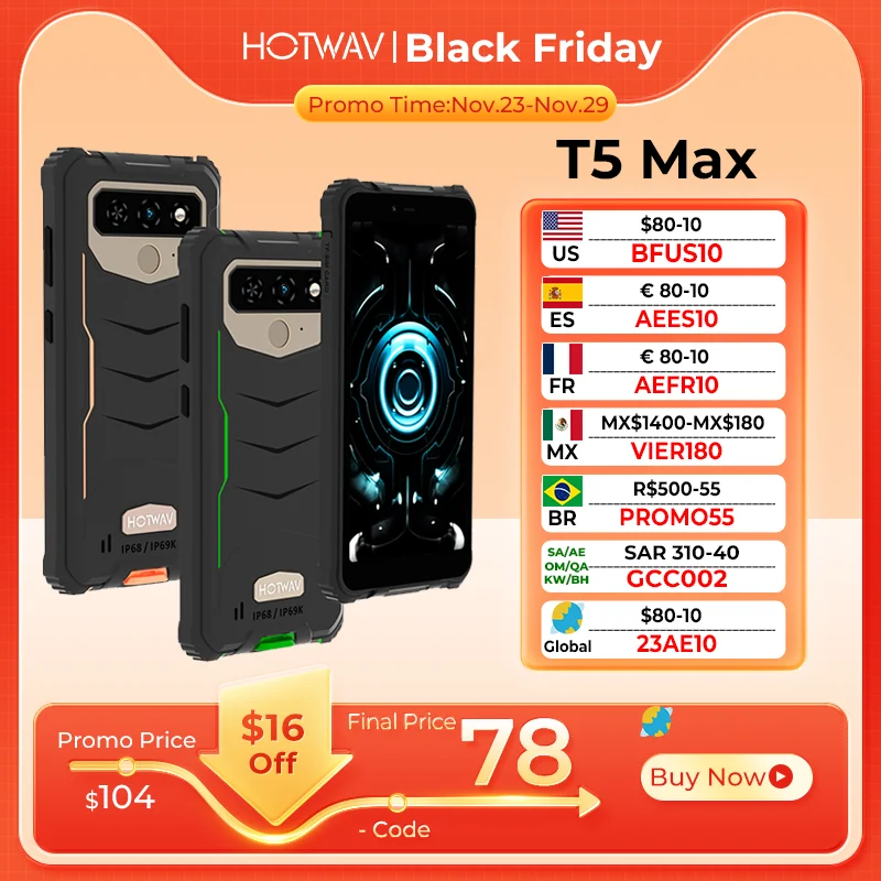 Смартфон HOTWAV T5 Max, 2023 дюйма, 4 + 64 ГБ, 6,0 мАч