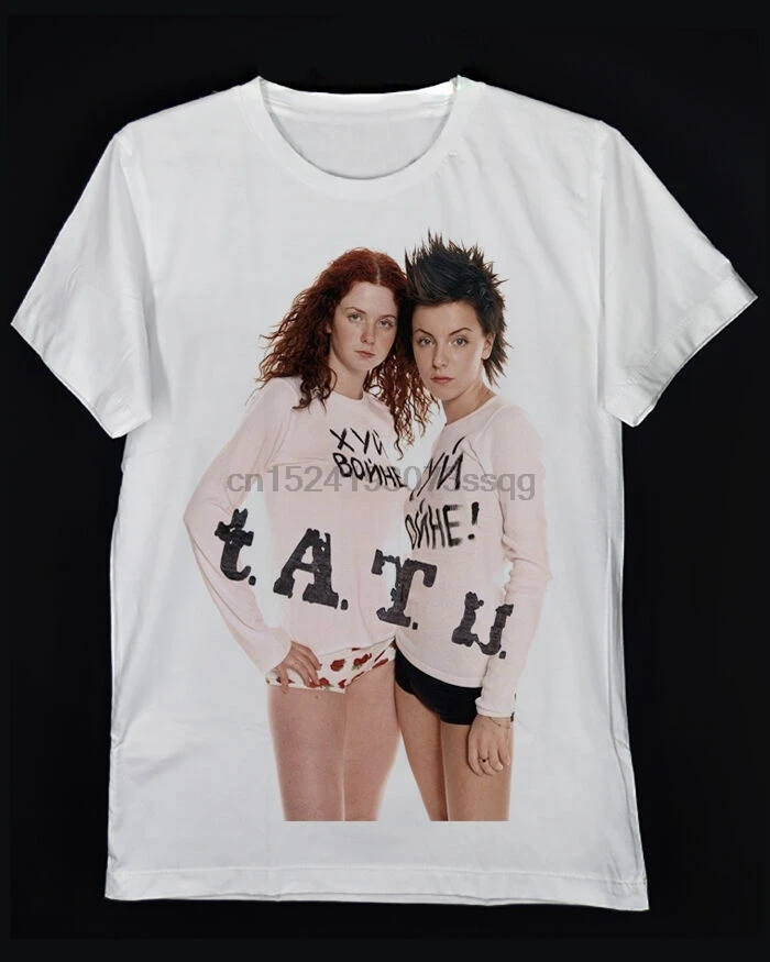 

T.A.T.U. Tatu Russian Duo Pop Rocker Julia Volkova Lena Katina White T-Shirt