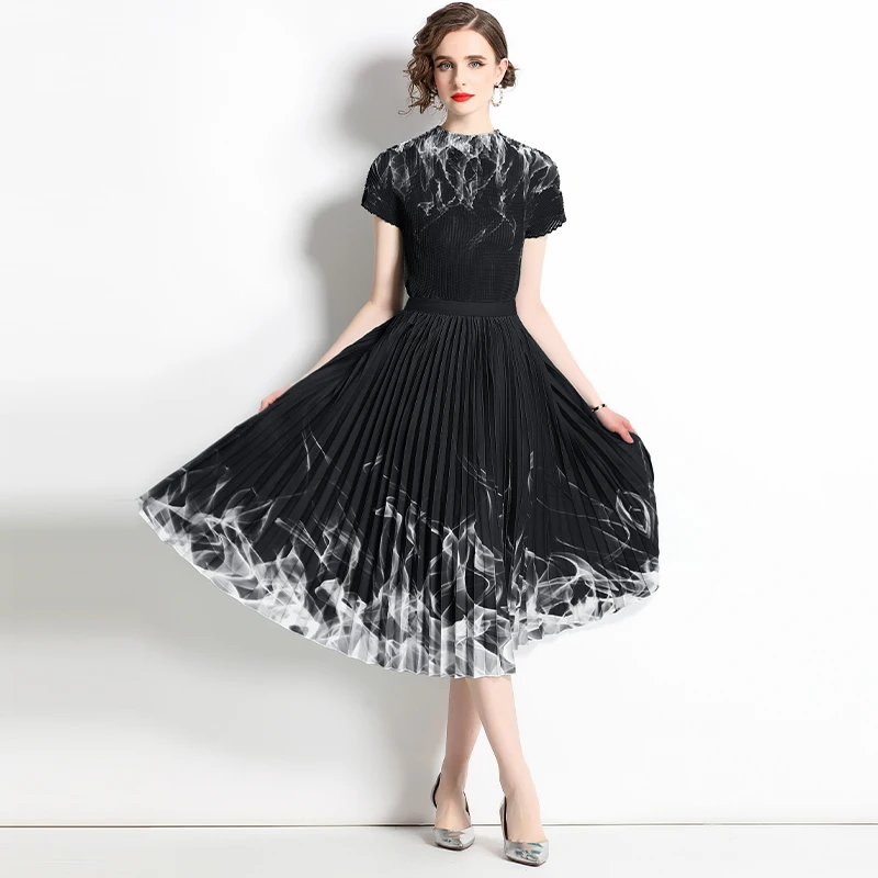 Женский комплект с юбкой и коротким рукавом летний праздничный из 2 предметов