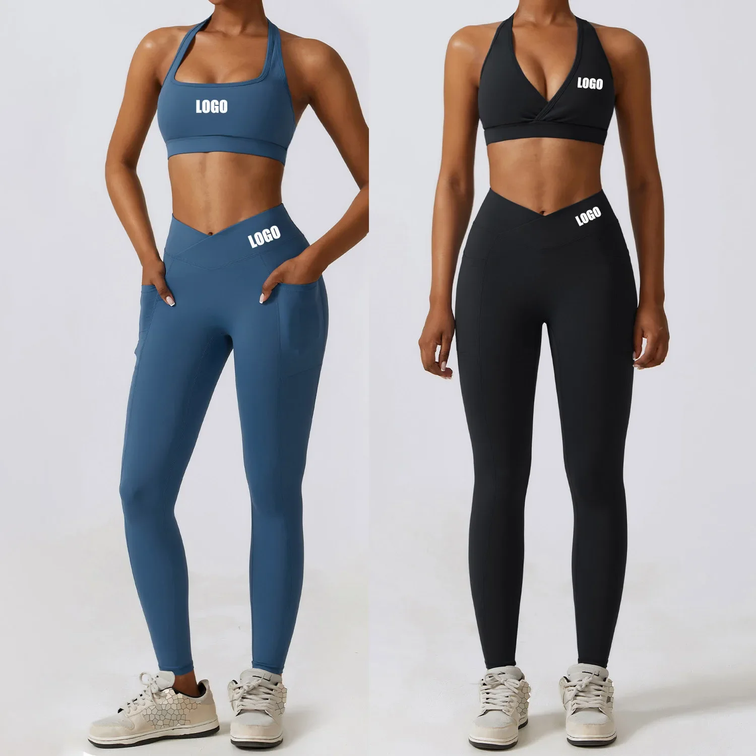 Женские быстросохнущие брюки для йоги с индивидуальным логотипом карманы