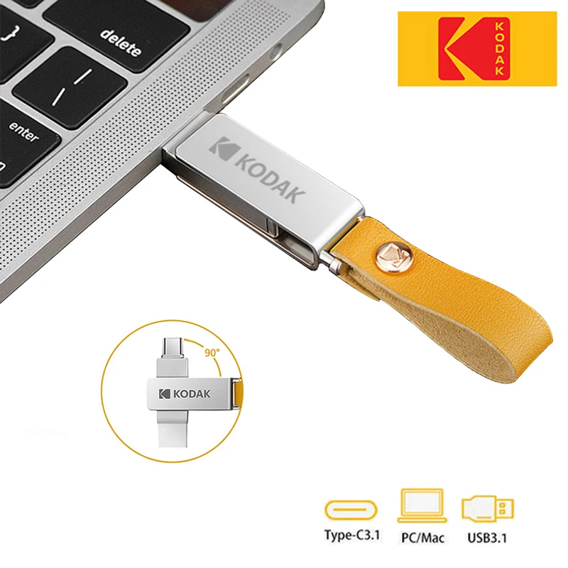 

Kodak USB Flash Drive 3.1 Metal OTG 64GB 128GB 32GB Pendrive Cle USB Flash Stick Type C 2 in 1 USB Stick Dual for Macbook PC TV