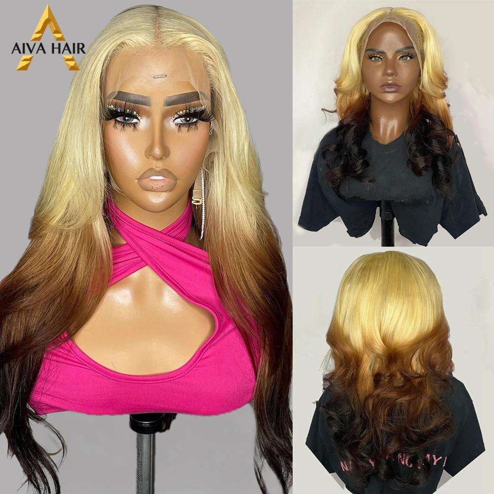 

Loose Wave Synthetic Ombre Honey Blonde Color Wig 30Inch Pre Plucked 13x4 Lace Front Transparent Drag Queen Wigs For Black Women