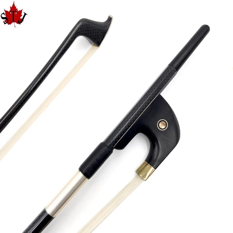 Germany style New light plaid carbon Fiber 3/4 double bass bow，black plaid Grid carbon Fiber, Good quality Siberian horsetail