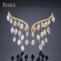 rakol shiny marquise cut cubic zirconia wings wedding earrings for women 2022 luxury bride jewelry engagement dress accessories