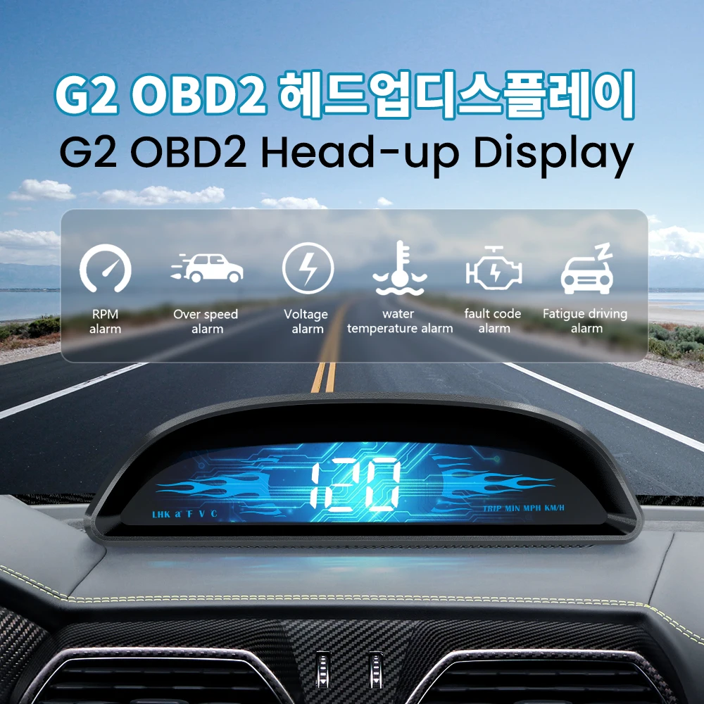 Автомобильный дисплей GEARELEC G2 OBD2 HUD GPS цифровой спидометр сигнализация измеритель