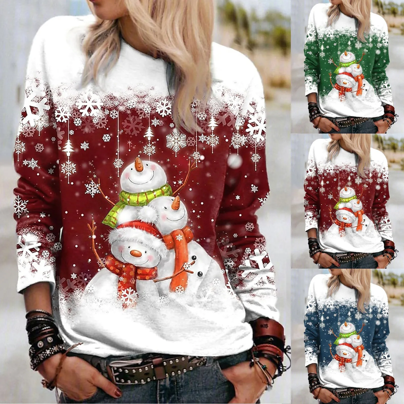 

Casual Blouse Women's Sweatshirt Pullover Graphic Christmas Print Casual Sports 3D Print Active Streetwear Sweet Shirts Women