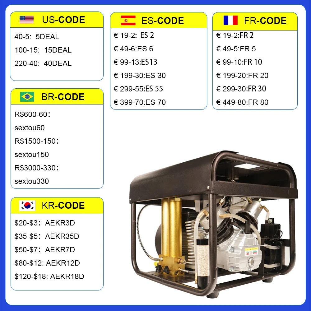 

TUXING TXEDT032 4500PSI 300Bar PCP Air Compressor High Pressure Pump Built-in Water Cooling Filter for Diving Rifle Tank Scuba
