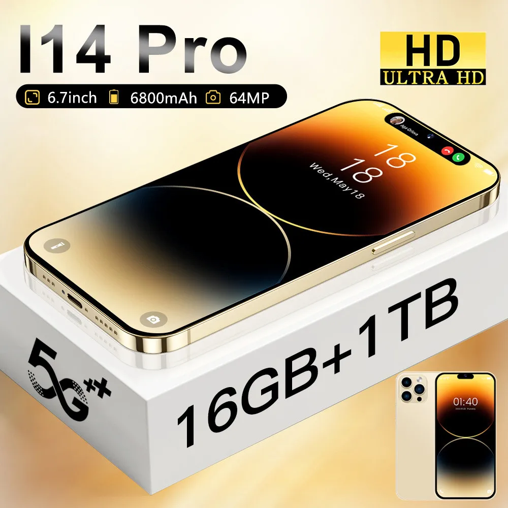 

Смартфон i14 Pro Max, 6,8 дюйма, 6800 мАч, 16 + 1 ТБ