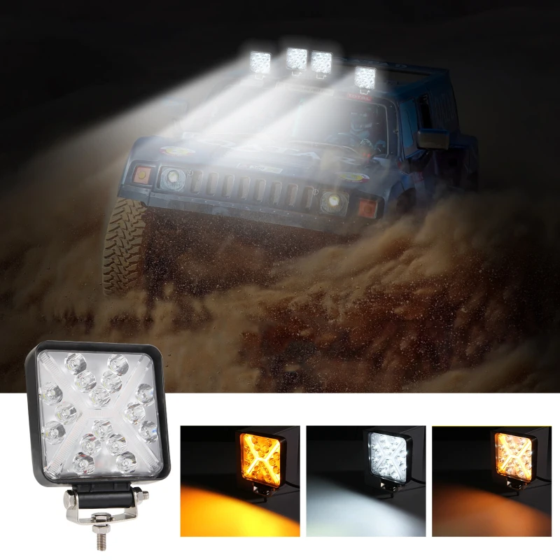 

1pc LED Work Light 4inch 168W Flood Spot Beam Offroad SUV Fog Lamp Flicker Daytime Running Light White/Yellow Light DRL