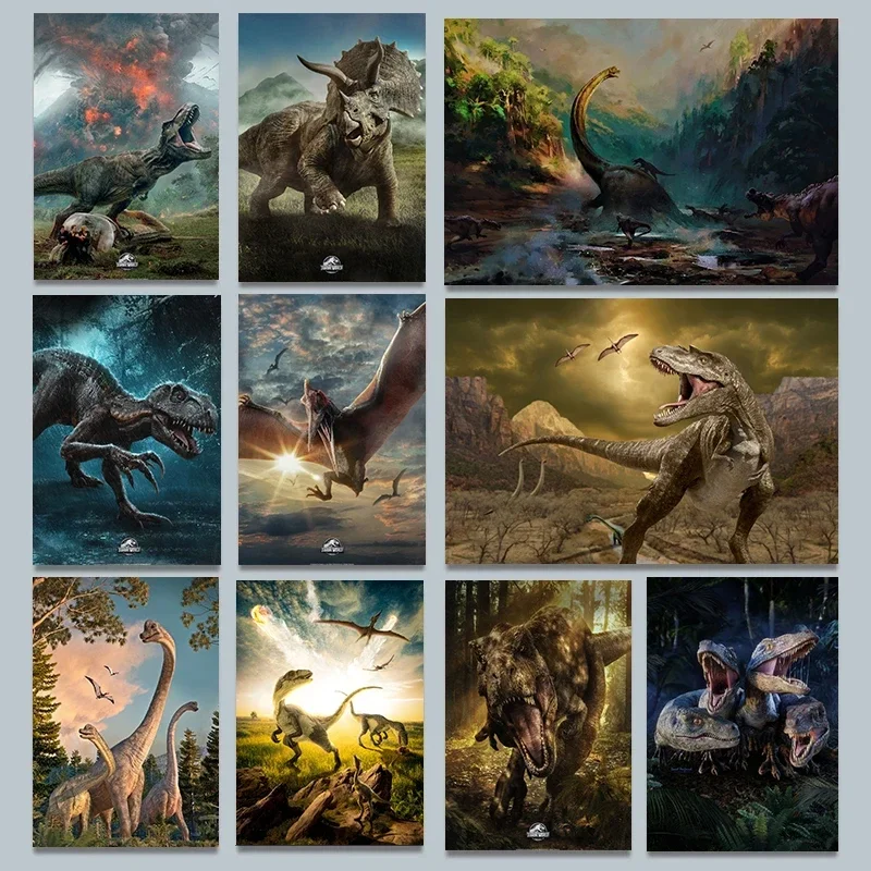 Современный стиль динозавра периода Юрского постер напечатанный на холсте без