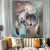wolf tapestry animal tapestry wall hanging wall rugs dorm decor client room wall art home decoration wolf wall tapestry