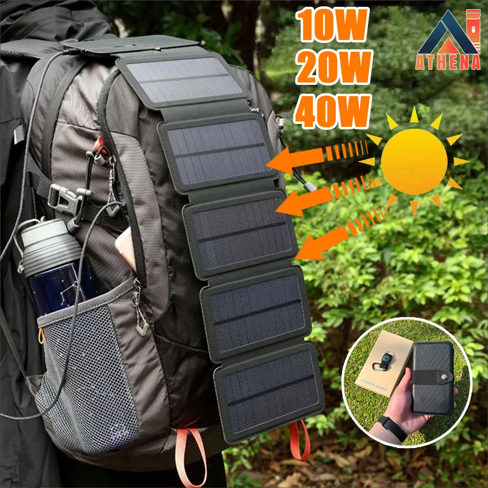 

SunPower Folding 40W Solar Cells Charger 5V 2.1A USB Output Devices Portable Backpack Travel Solar Panels Power for Smartphones