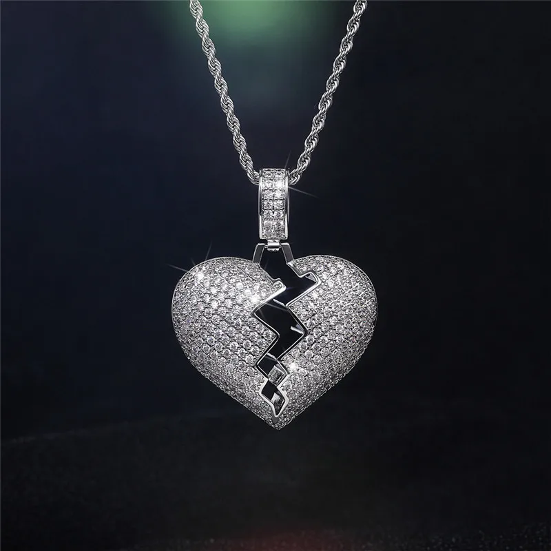 

CAOSHI Exquisite Heartbreak Shaped Pendant Necklace Paved Full Cubic Zirconia Jewelry Emotional Accessories for Women Wholesale