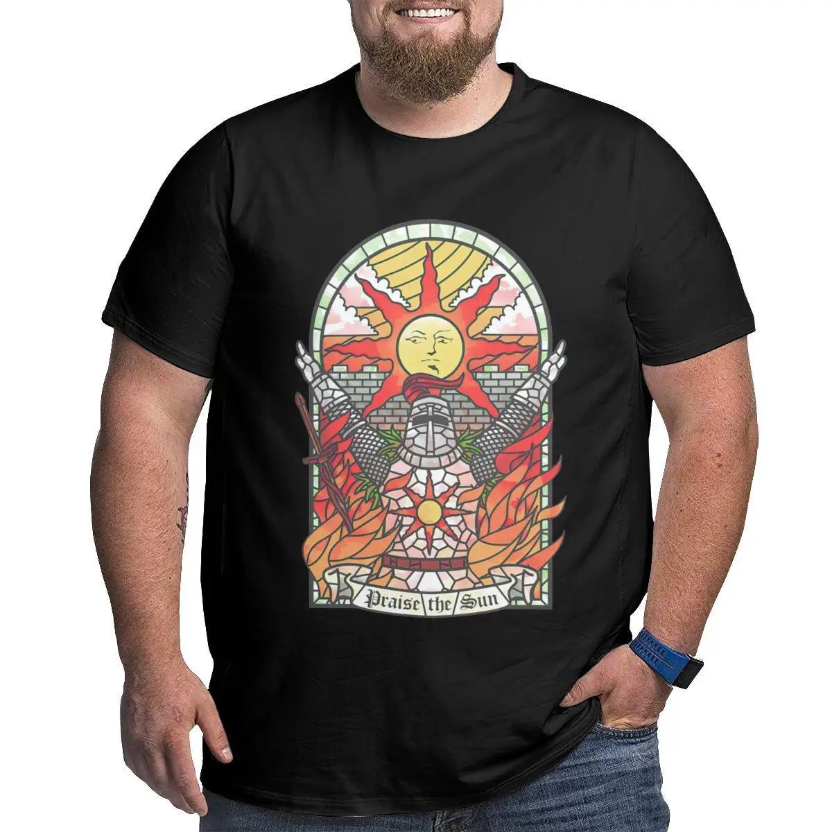 

Men's T-Shirts Dark Soul Praise The Sun Pure Cotton Big Tall Tee Shirt Short Sleeve T Shirts O Neck Clothes Plus Size Large