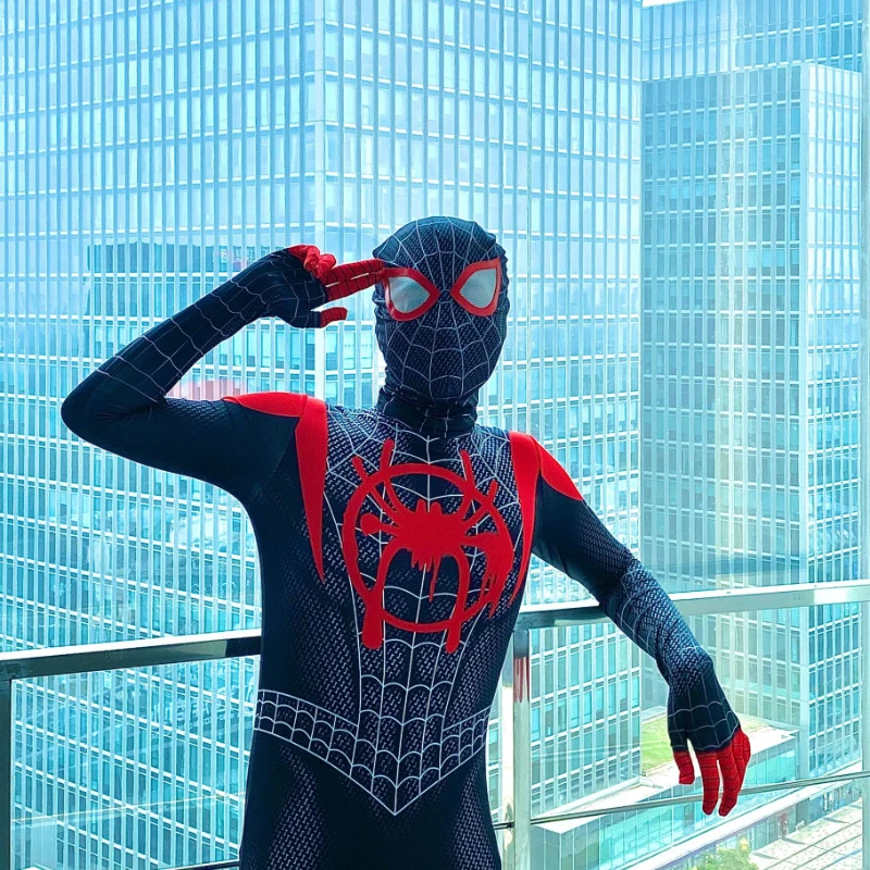 

Miles Morales Costume Spider Man Into The Spider Verse Cosplay Superhero Zentai Suit Spiderman Bodysuit Halloween Party Costumes