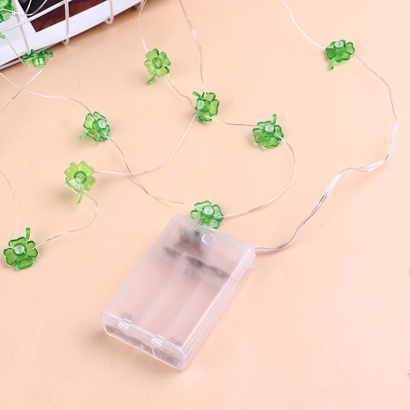 

2/3batterys 20 lights St. Patrick's Day Decor Green Clover LED String Lights Handmade String Lights Home Party Irish Table Decor