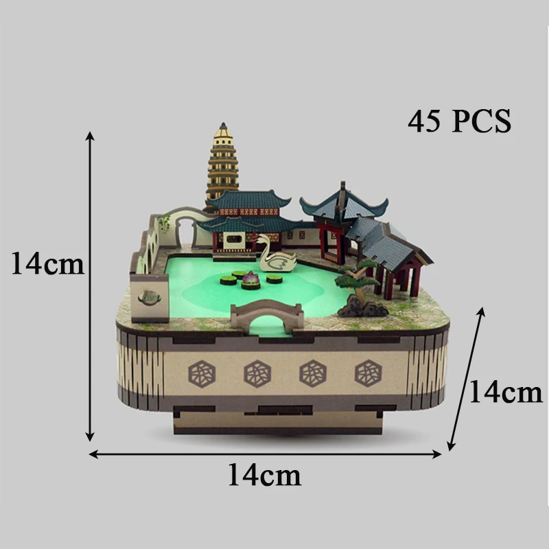 DIY 3D деревянная садовая музыкальная шкатулка из Сучжоу искусственные
