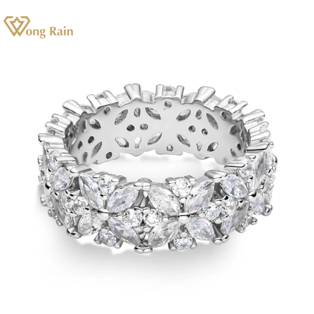 

Wong Rain Solid 925 Sterling Silver Marquise Cut High Carbon Diamonds Wedding Band Enagement Ring Fine Jewelry Drop Shipping