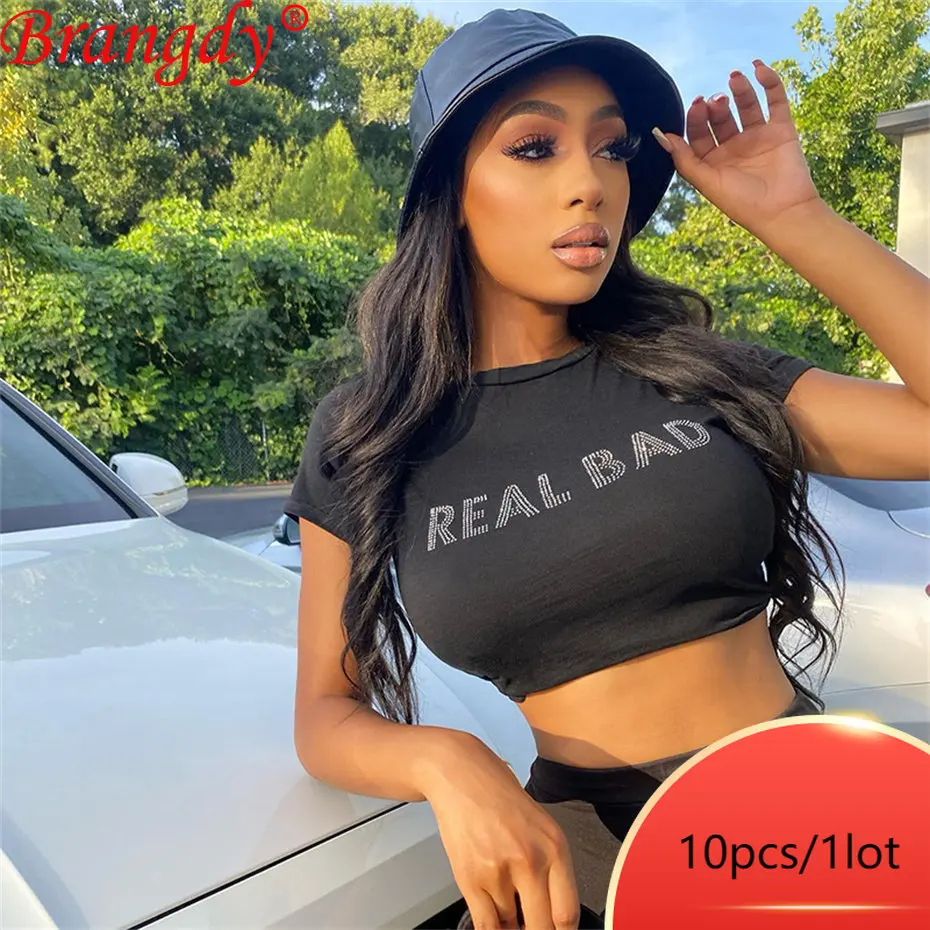 

10 шт., летние женские футболки с коротким рукавом и круглым вырезом