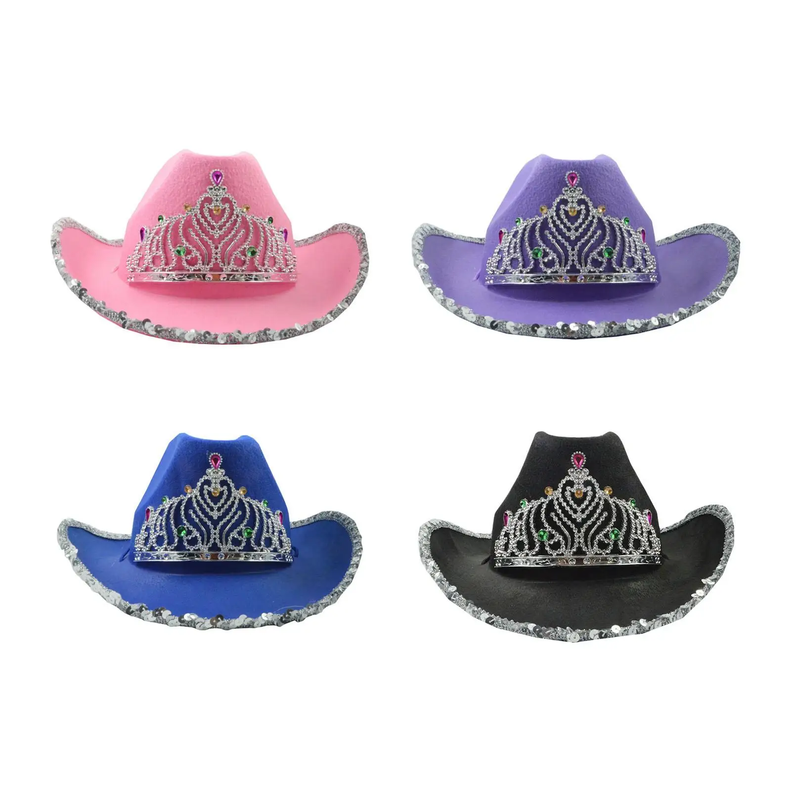 

Western Accessories Cowgirl Costume Cowboy Hat Felt Sequin Beaded Party Hats for Women