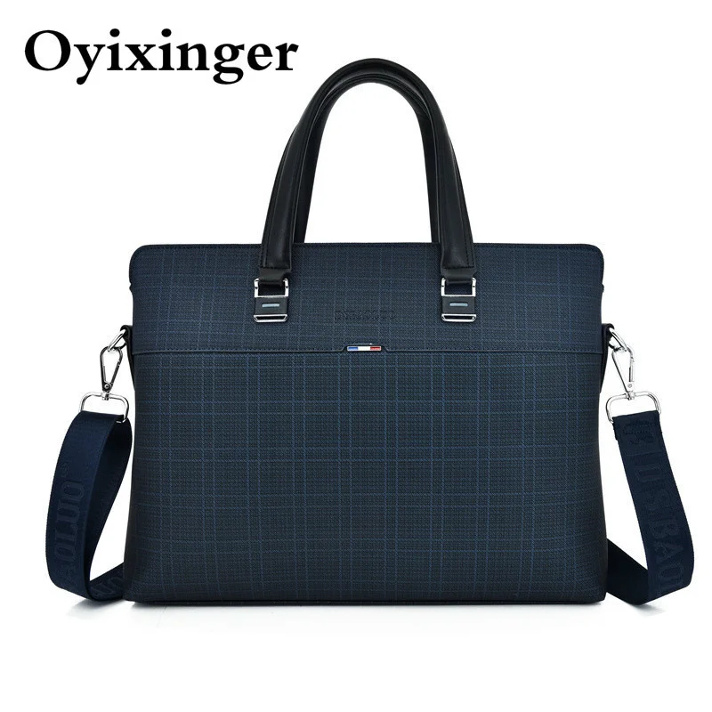 

OYIXINGER Men's Briefcase Bag For 14.1" Laptop Computer Handbags Men Business Leather Shoulder Bags For A4 Briefcases Handbag