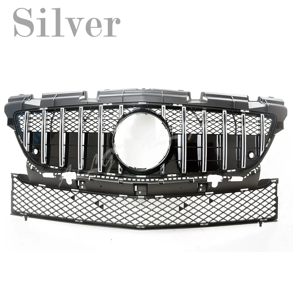 

Передняя гоночная решетка автомобиля, верхняя решетка бампера, подходит для Mercedes-Benz SLK-Class R172 2011 2012 2013 2014 2015, GTR, черный, серебристый