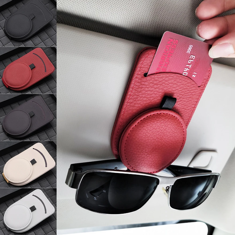 

Car Sun Visor Glasse Holder Leather Eyeglasses Clip Magnetic Flip Sunglasses Card Holder Fastener Interior Organizer For BMW E90