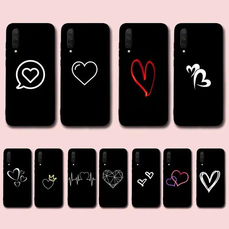 

Simple Lines Love Heart Phone Case for Xiaomi mi 5 6 8 9 10 lite pro SE Mix 2s 3 F1 Max2 3