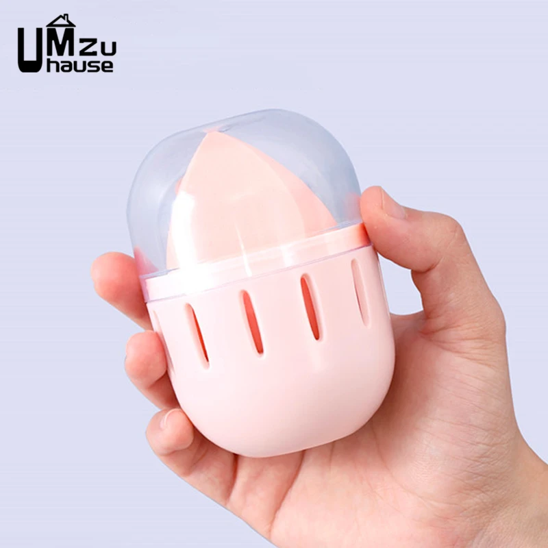 Makeup Sponge Storage Box Clear Cover Beauty Case Cosmetic Blender Holder with Drain Hole Stand Travel Outdoor Dresser Organizer