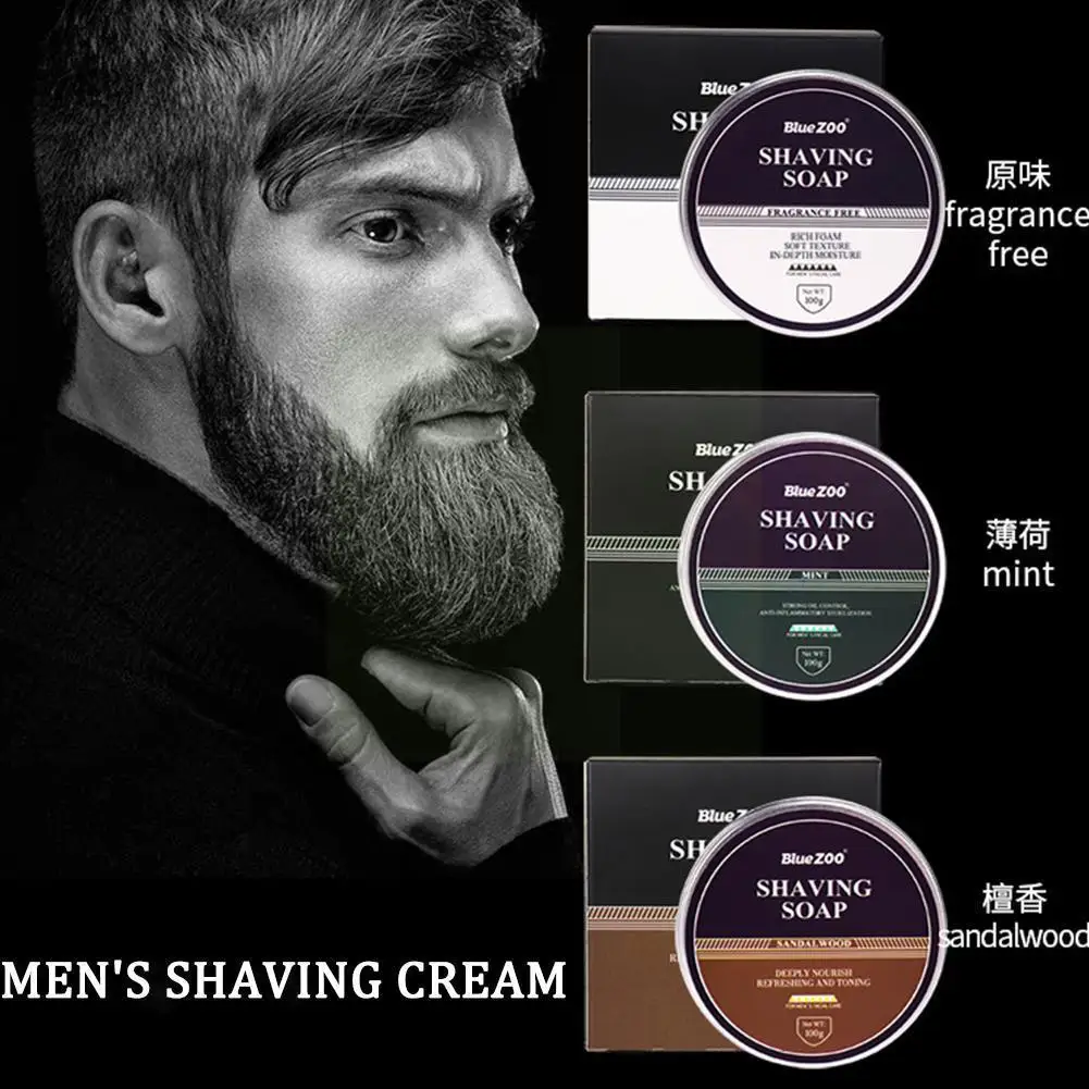 

100g Men's Shaving Cream Mint Sandalwood Care Foam Non-irritating Cleaning Safe Shaving Soap Soap Q4q3