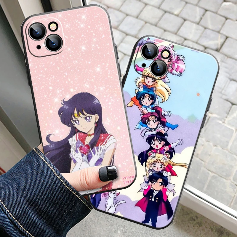 

Bandai Sailor Moon Anime Phone Case For iPhone 13 12 11 Pro MAX 6 6S 7 8 Plus X XS XR Mini SE 2020 Funda Black Carcasa Back