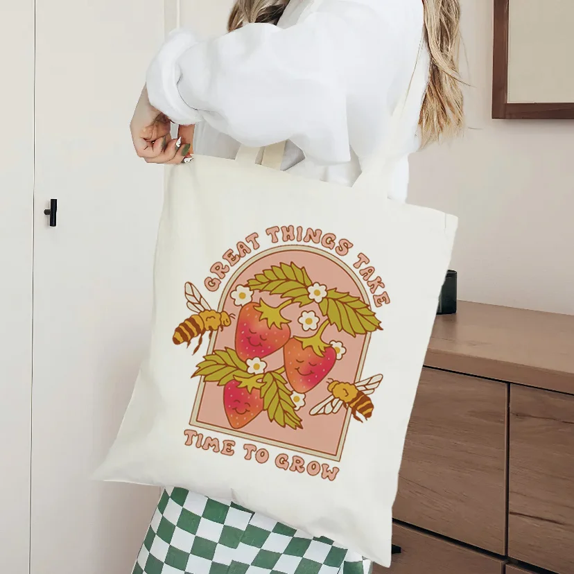 

Женская Холщовая Сумка для покупок, с принтом