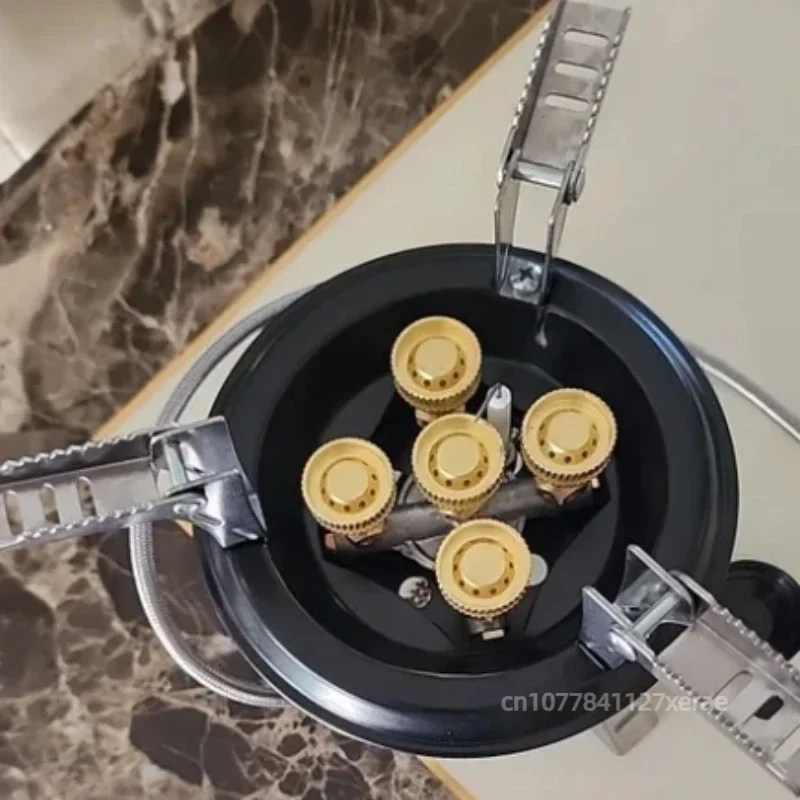Фото Портативная газовая плита 201A мощностью 16000 Вт для кемпинга, высоконапорная горелка на пропане/бутане, уличная аварийная плита с пьезоподжигом №2