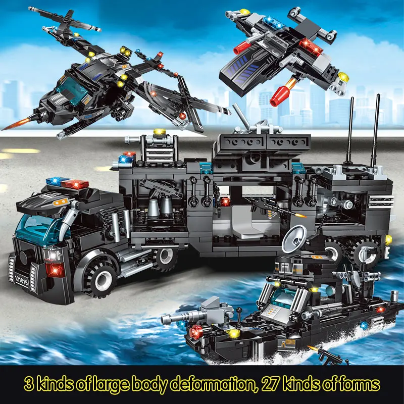 

715pcs City Police Station Building Blocks Toy For Boys Car City SWAT Team Truck House Blocks Toy For Children