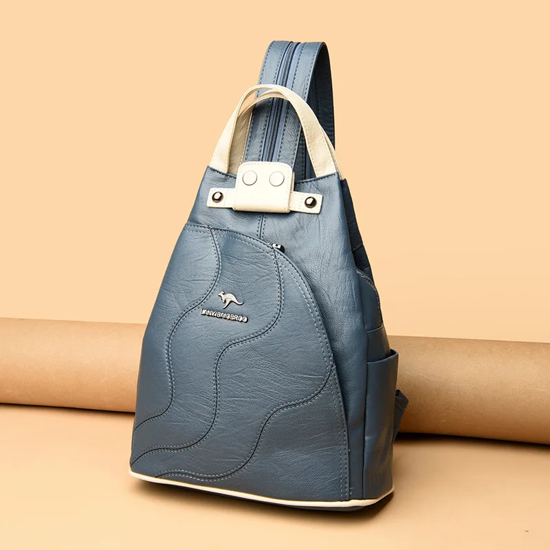 Женские кожаные рюкзаки на молнии нагрудная сумка для женщин дорожный ранец